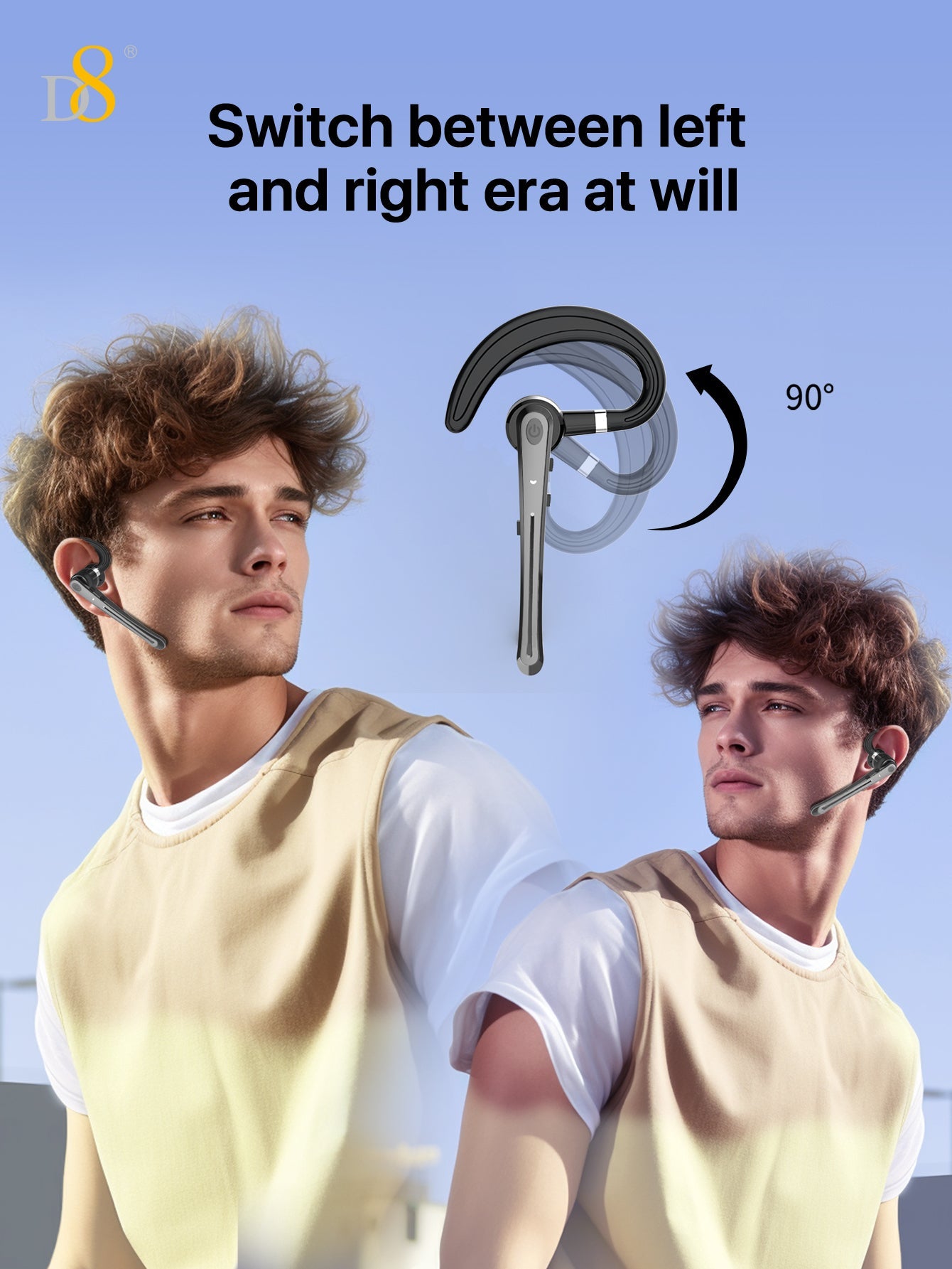 D8 Wireless Earbuds Headphones ,Massive Charge Reserve Battery Base ,300H Long standby,In charging compartment,talk time on full charge:80HOURS,Single headset fully charged,talking time in the state:6-8HOURS, with LED Display Over-Ear Buds with Earhooks