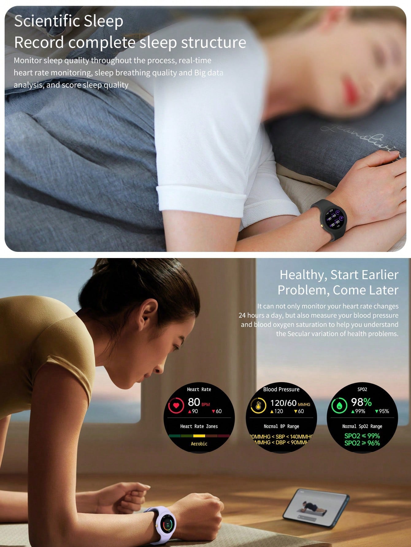 D8 Smartwatch, IP67 Waterproof Tracker, Heart Rate & Sleep Monitor, iOS/Android