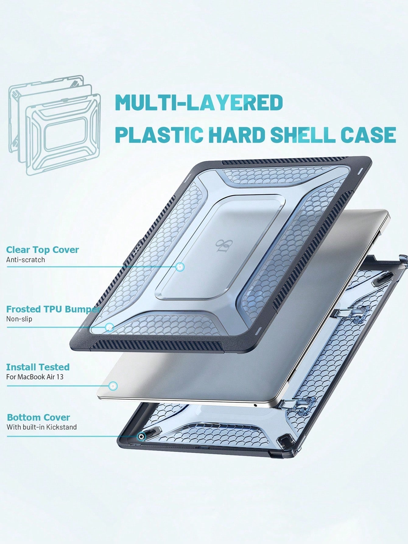 D8 PC & TPU MacBook Case for MacBook Air – Durable, Lightweight Protection, Sleek Design, Shockproof, Scratch-Resistant, Easy Installation
