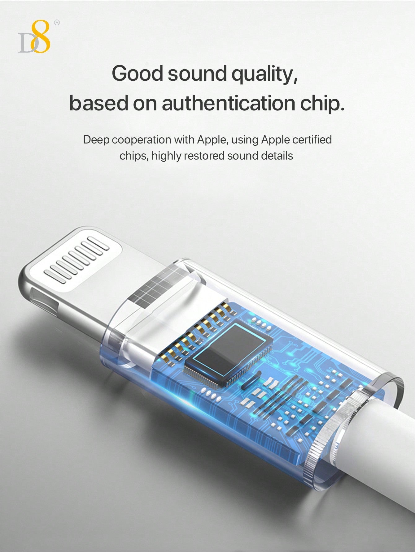 D8 3.5mm Audio Charger Cable Adapter for iPhone – 2-in-1 Charging & Audio Adapter for iPhone 15/14/13/12 Series