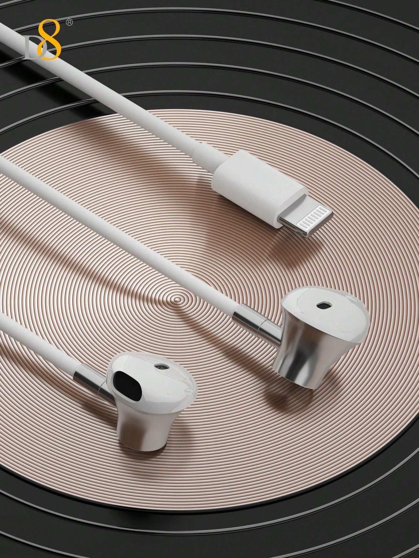 D8 MFi Certified Lightning Earbuds (2Pcs) with Mic Controller, Compatible with iPhone 14/13/12/11 Pro Max