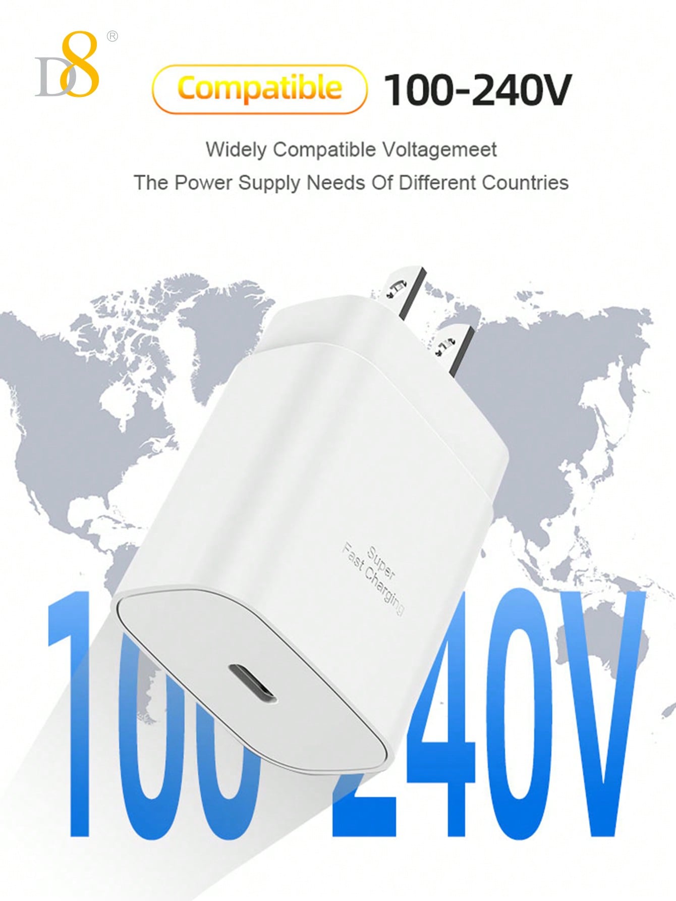 D8 1-Pack iPhone 15 Charger Fast Charging 25W USB C, 3.3FT Cable, Compatible with iPhone 16, iPad, Galaxy
