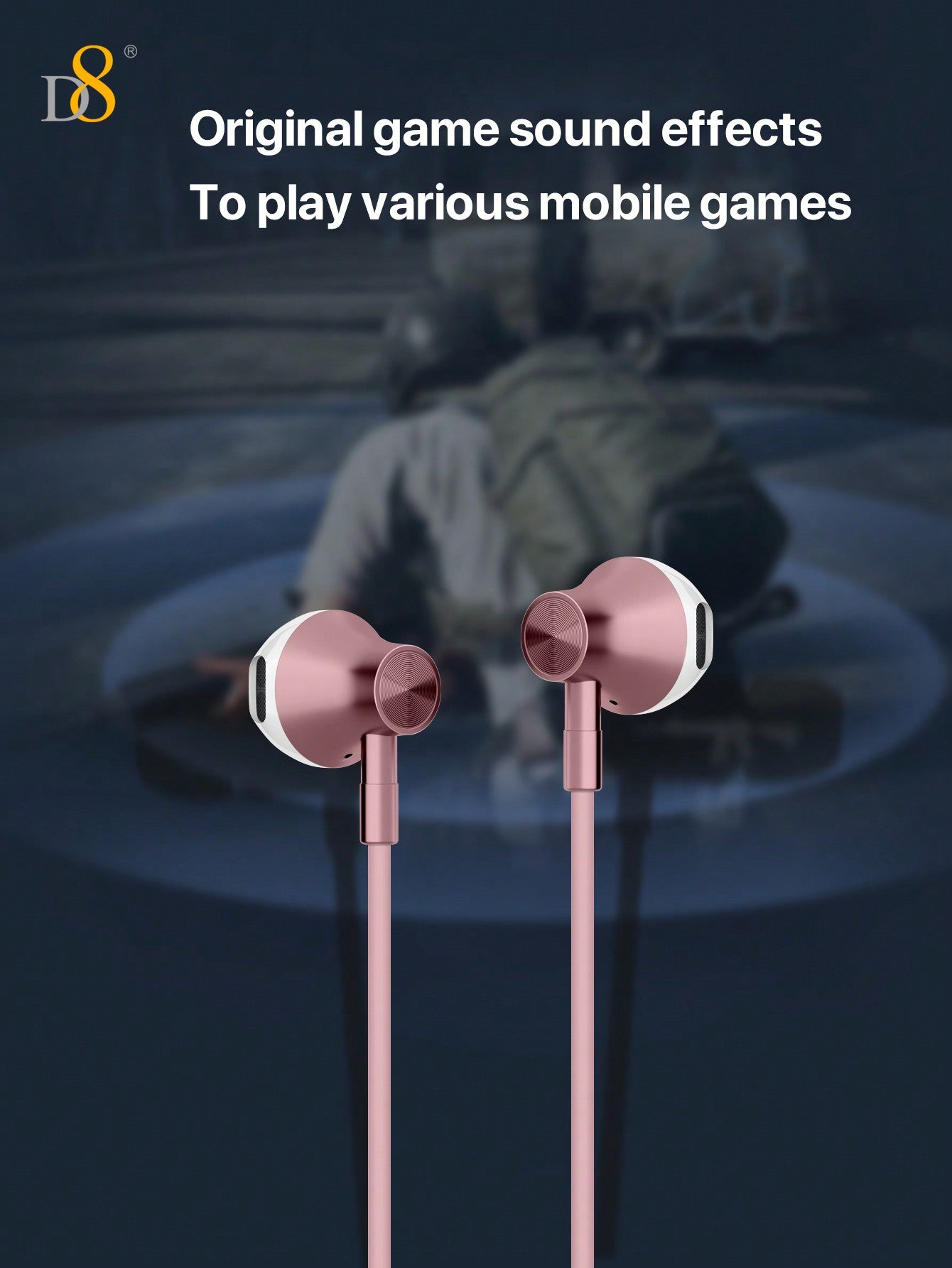D8 Wired Lightning Earphones, Noise-Isolating with Mic for iPhone 14/13/12