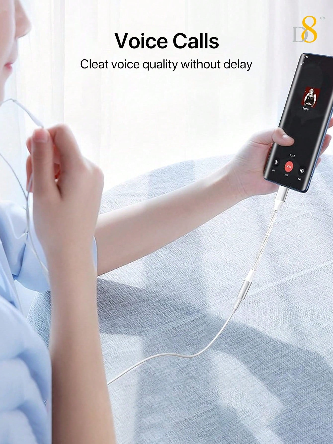 D8 MFi Certified Lightning to 3.5mm Headphone Adapter, iPhone Aux Dongle