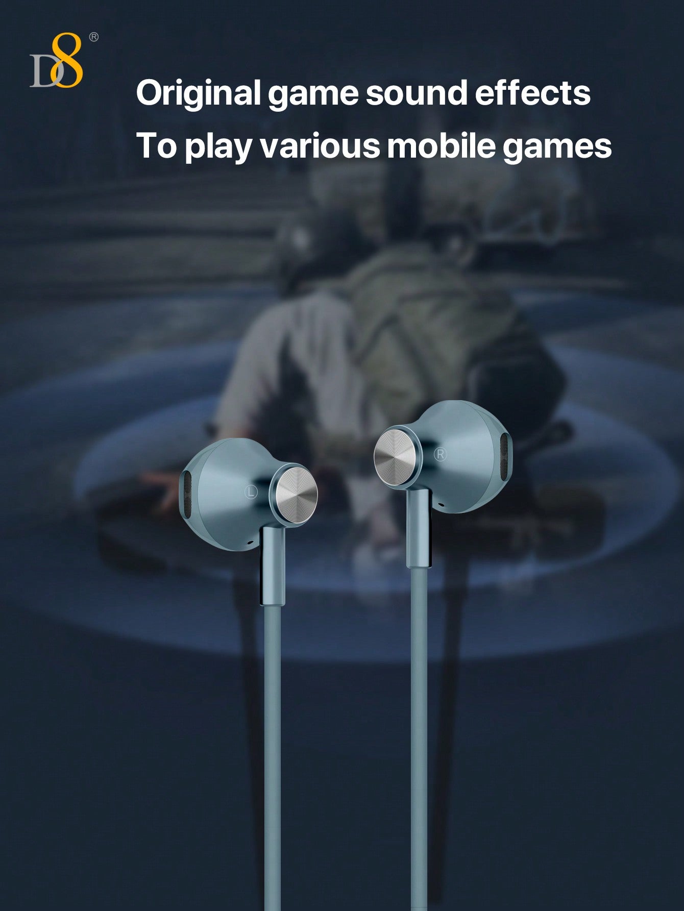 D8 USB-C In-Ear Earphones, Mic & Volume Control, for iPhone/Galaxy/iPad