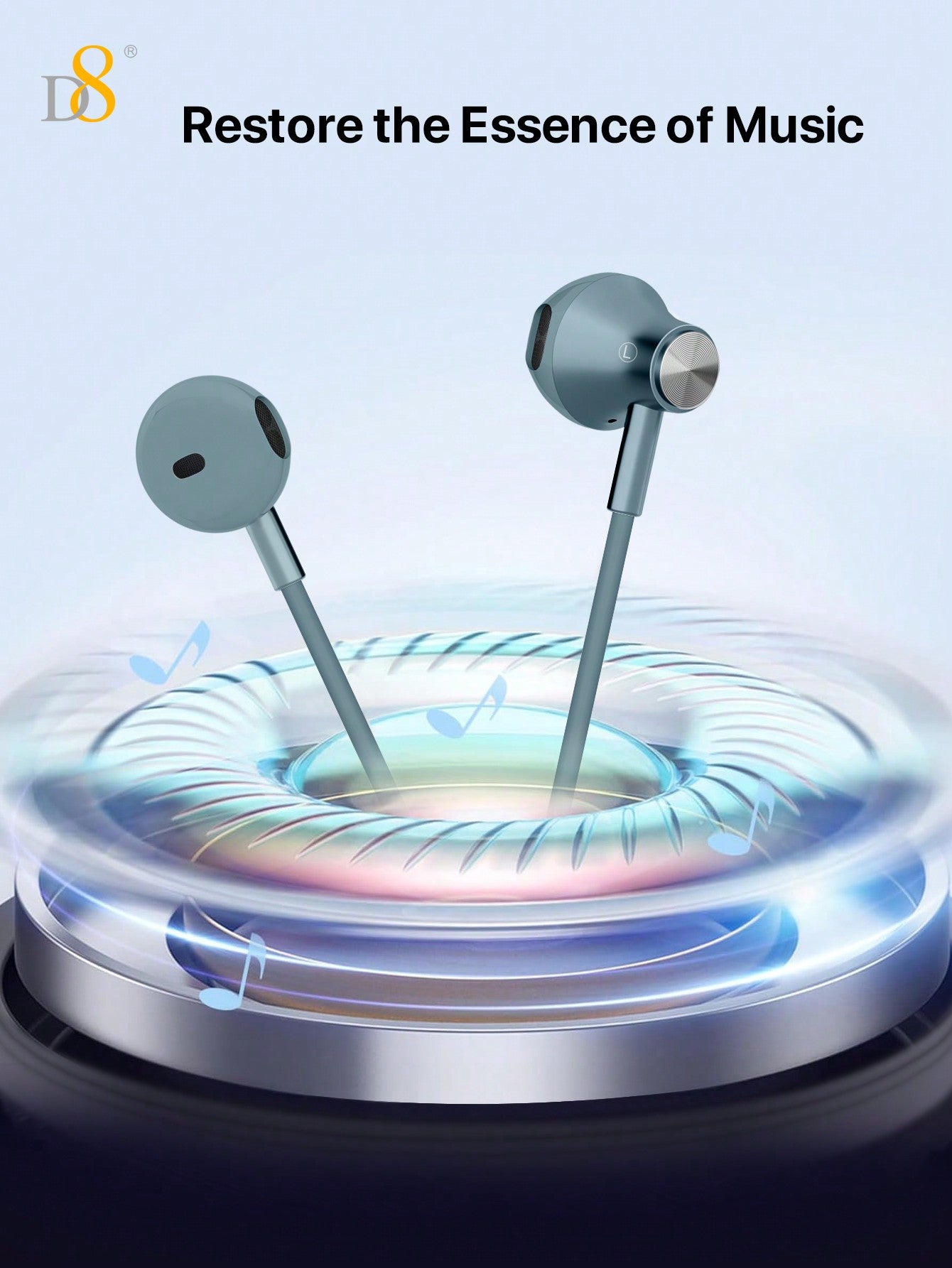 D8 USB-C In-Ear Earphones, Mic & Volume Control, for iPhone/Galaxy/iPad