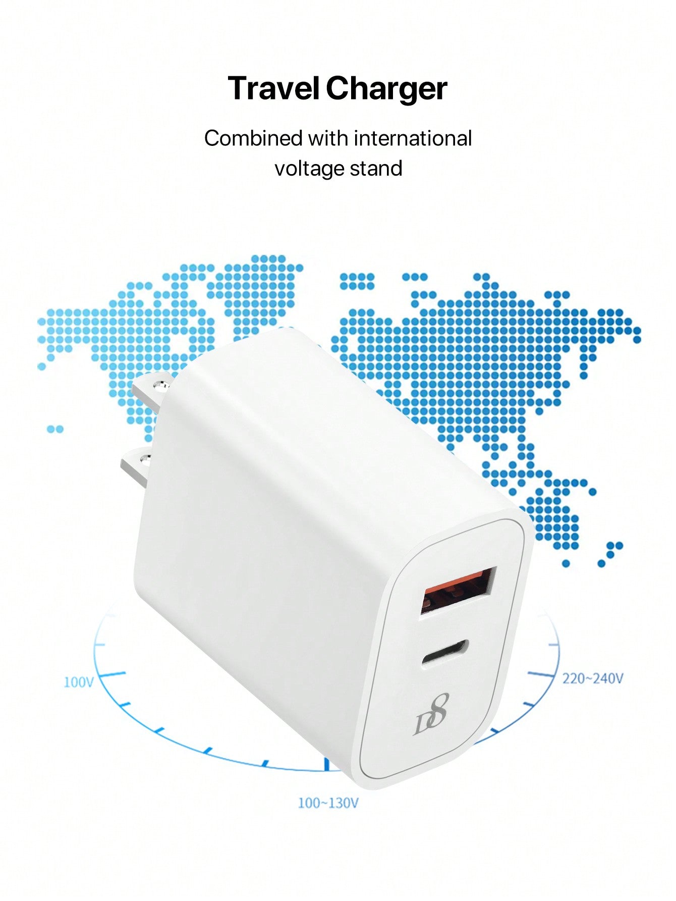 D8 20W USB C Dual Port PD Fast Charger - Type C Wall Adapter for iPhone 15, Galaxy, iPad Pro & More