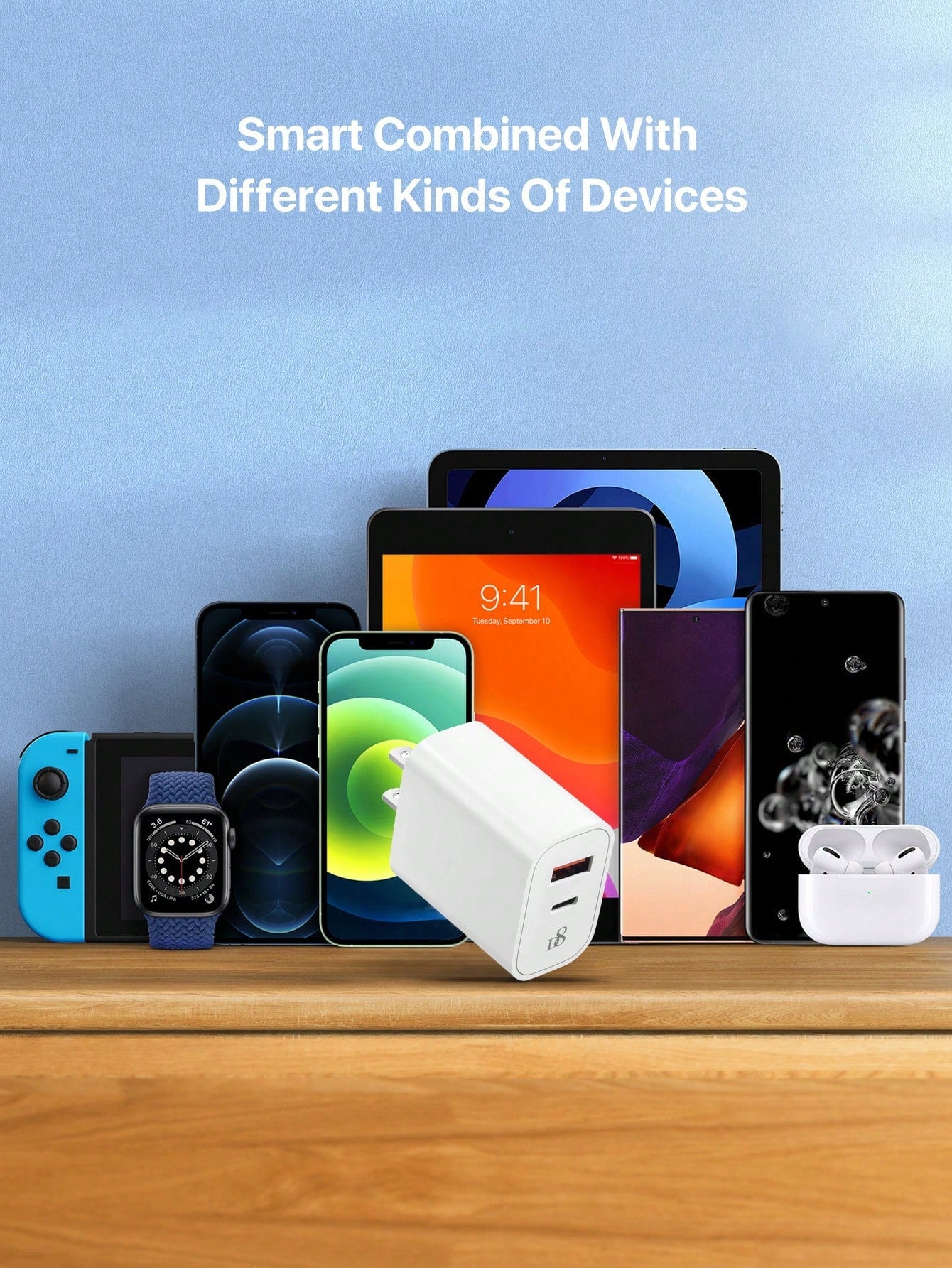 D8 20W USB C Dual Port PD Fast Charger - Type C Wall Adapter for iPhone 15, Galaxy, iPad Pro & More
