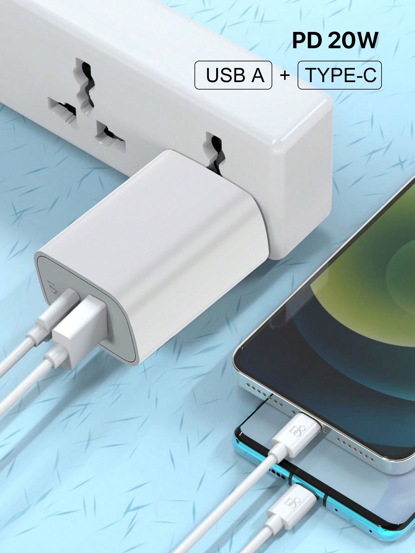 D8 20W USB C Dual Port PD Fast Charger - Type C Wall Adapter for iPhone 15, Galaxy, iPad Pro & More