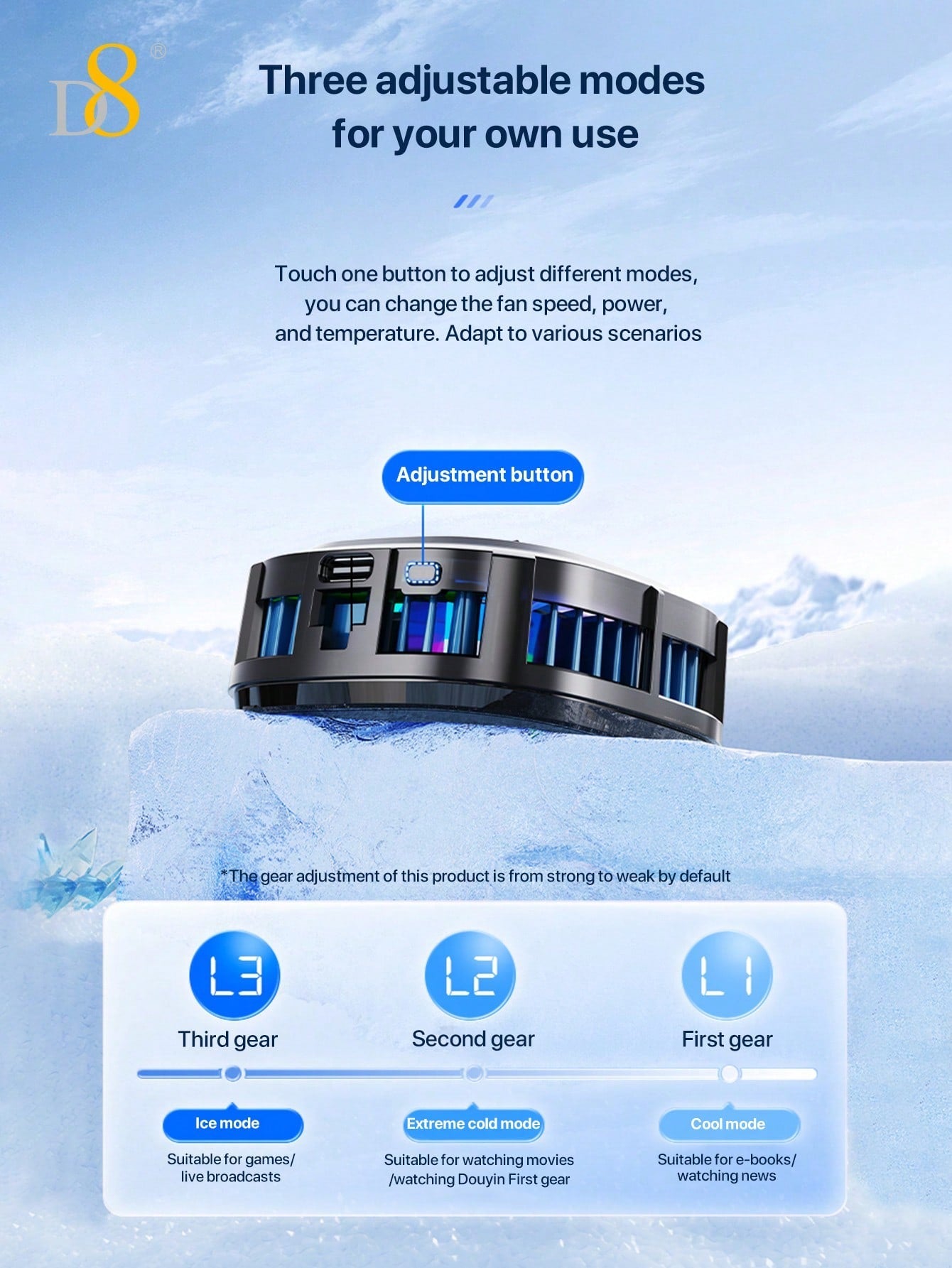 D8 Phone Cooler, Dual Semiconductor, 6-8cm Phones, Live Streaming & Gaming