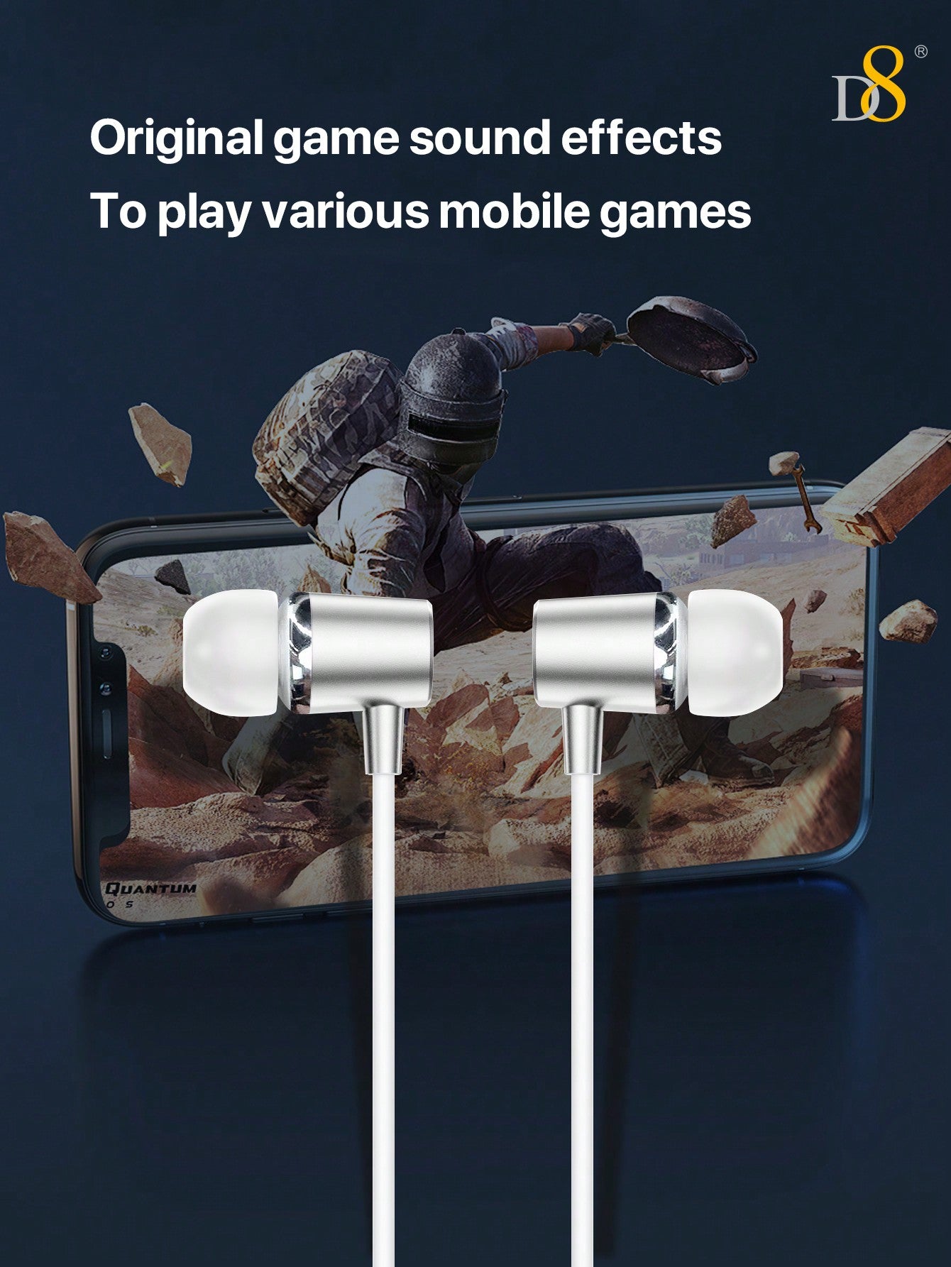 D8 USB-C Earbuds with Mic, In-Ear Headphones for iPhone/Samsung/iPad