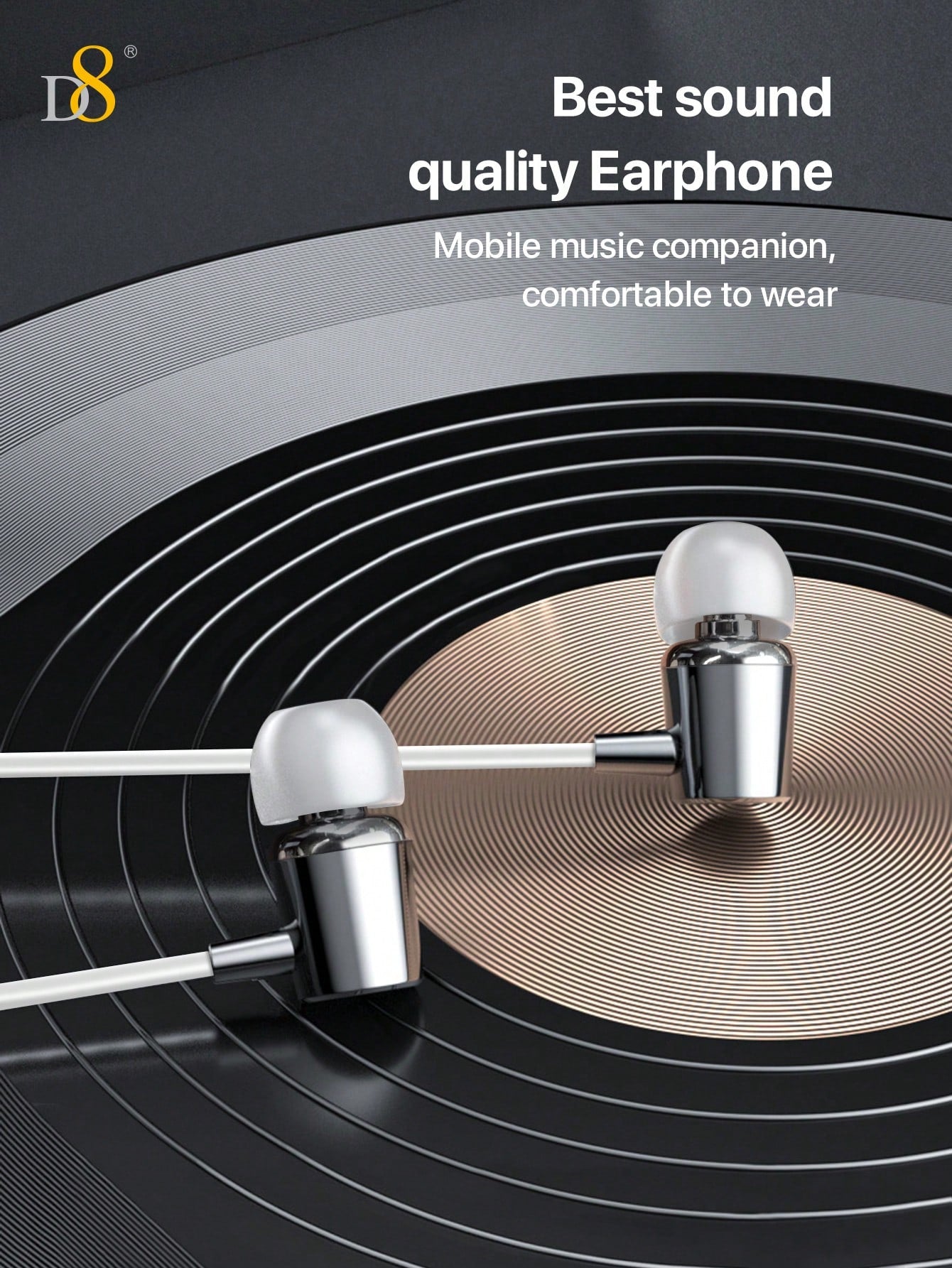 D8 USB-C Earbuds with Mic, In-Ear Headphones for iPhone/Samsung/iPad