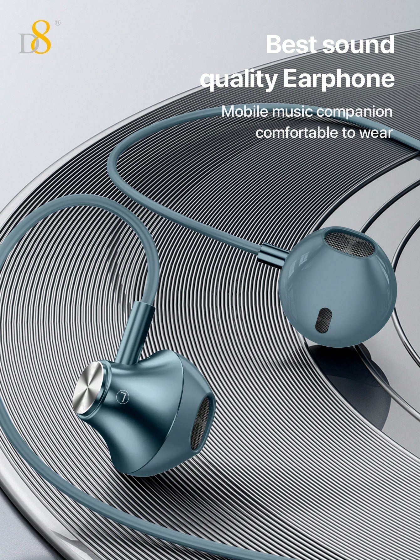 D8 USB-C In-Ear Earphones, Mic & Volume Control, for iPhone/Galaxy/iPad