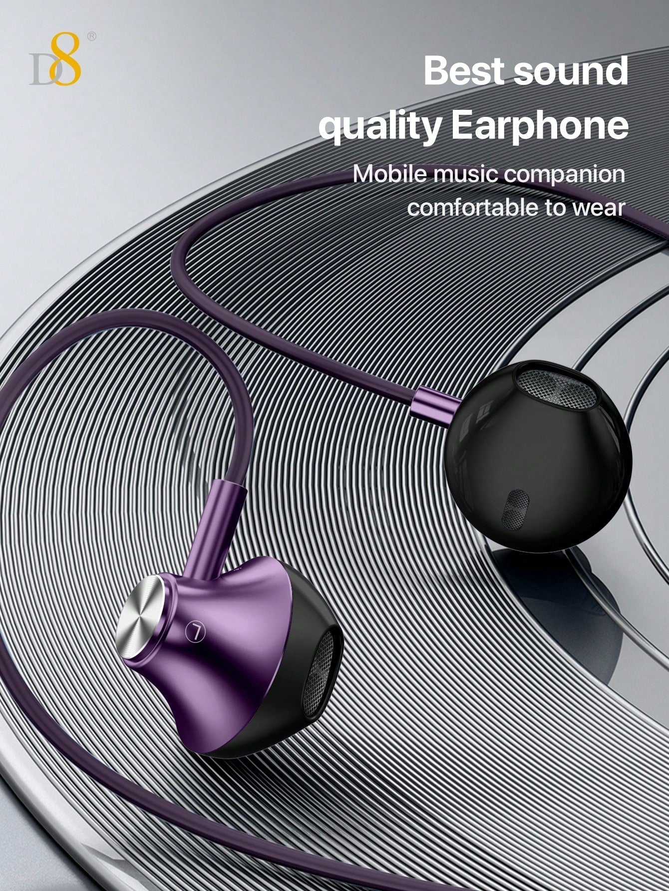 D8 USB-C Headphones, In-Ear, Mic & Volume Control, for iPhone/Galaxy/iPad