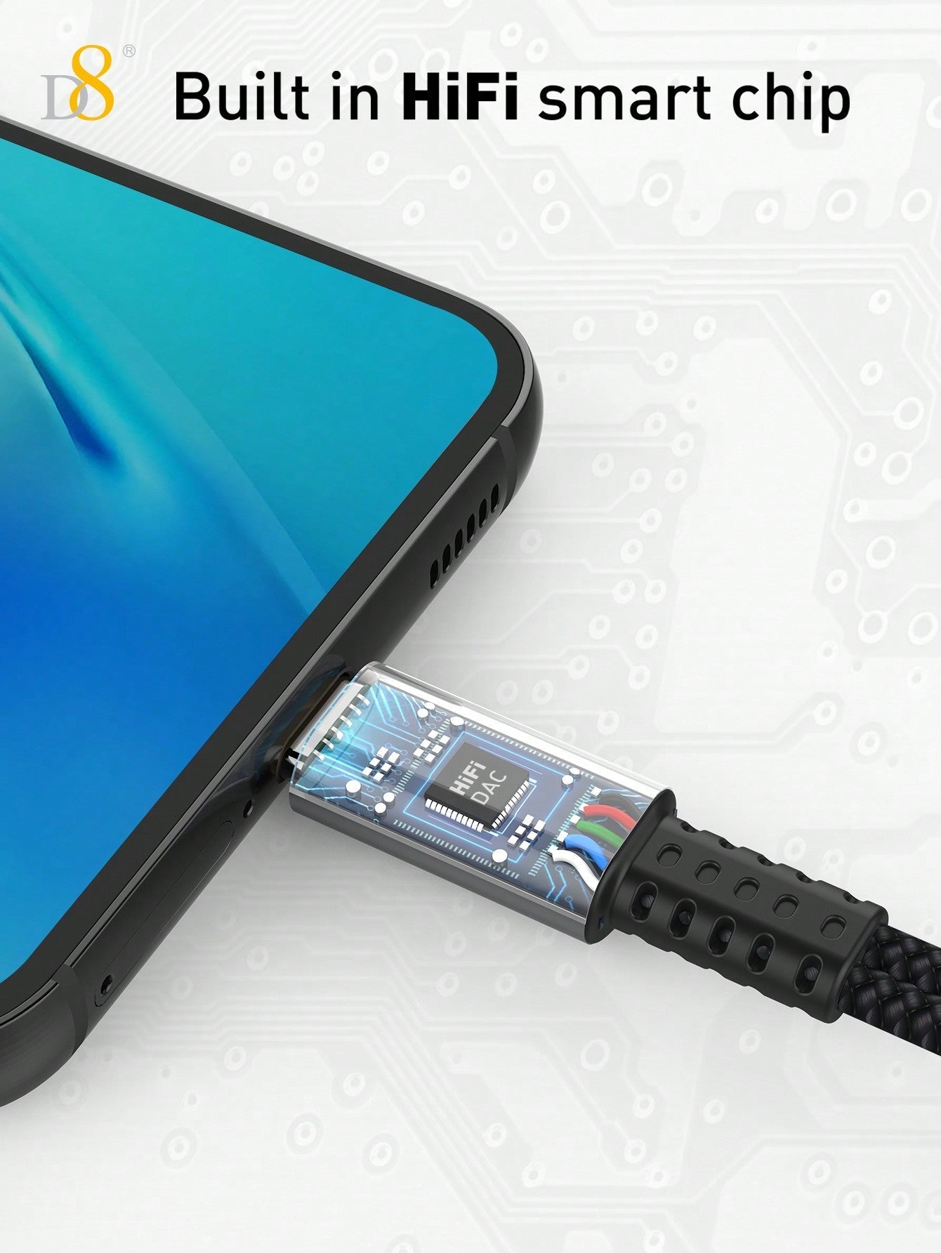 D8 USB-C to 3.5mm Aux & Charger, 2-in-1, 60W PD, for iPhone/Galaxy/Pixel