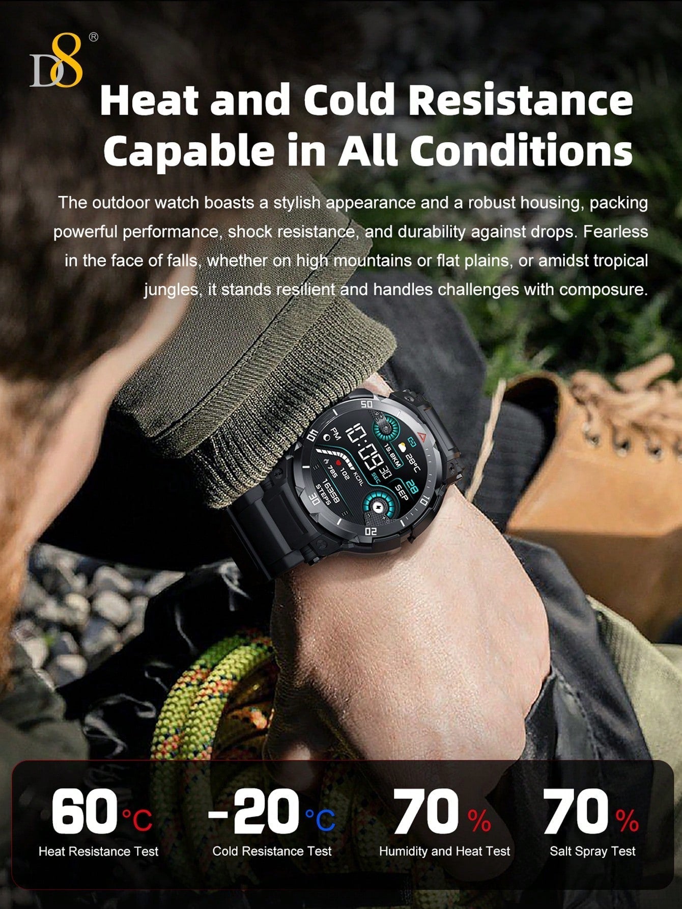 D8 Smartwatch with Earbuds, 1.46" HD, 110+ Fitness Modes, Android/iOS