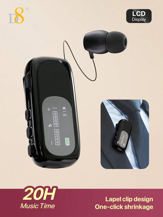 D8 Retractable Headset, LCD Display, Noise Cancelling, 20Hrs Hands-Free