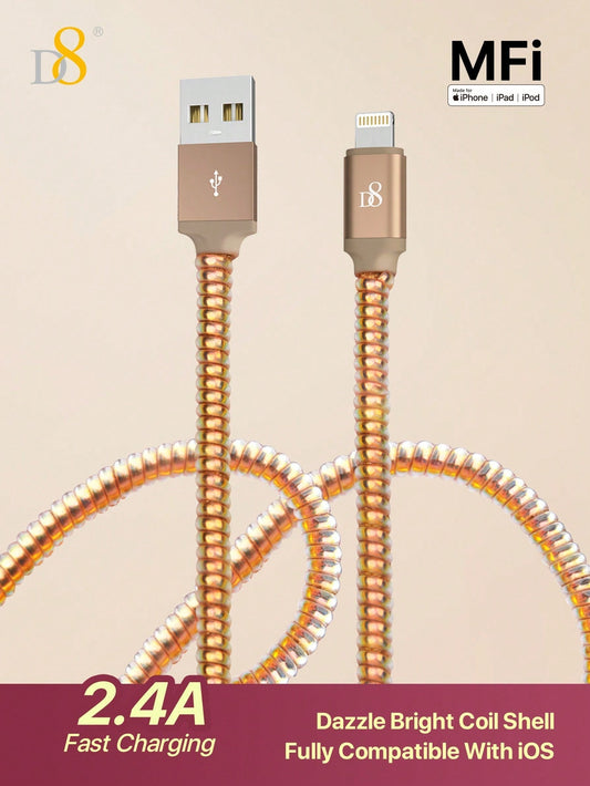 D8 USB-A to Lightning Charger Cable 1M – MFi Certified, 2.4A Fast Charging