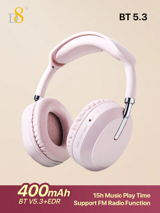D8 Retractable Over-Ear Headphones, Wireless/Wired, 15H Playtime, Foldable
