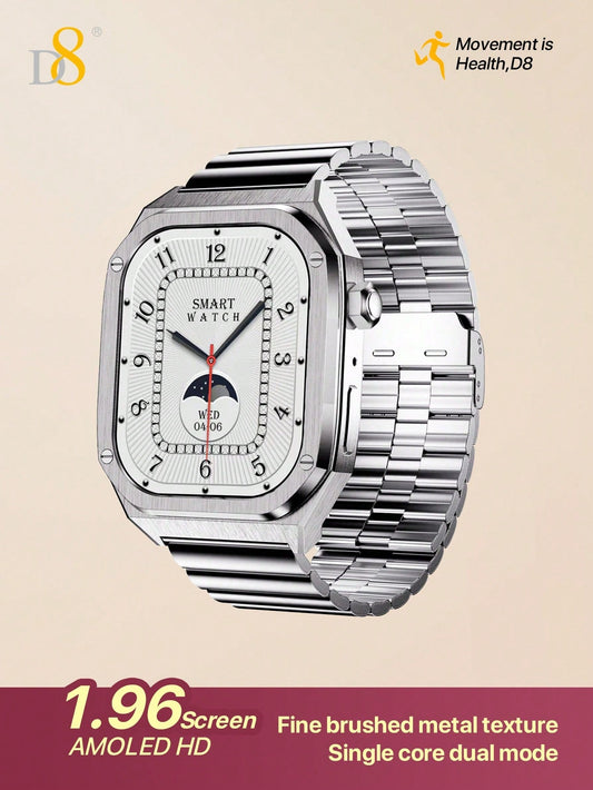 D8 1.96" Smartwatch for Men, Waterproof, 100+ Sports Modes, Fitness Tracker