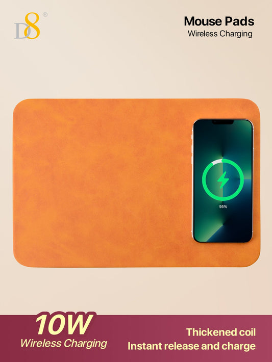 Dynamic8 Wireless Charger Mouse Pad | PU/Leather, 7.5-10W, Brown