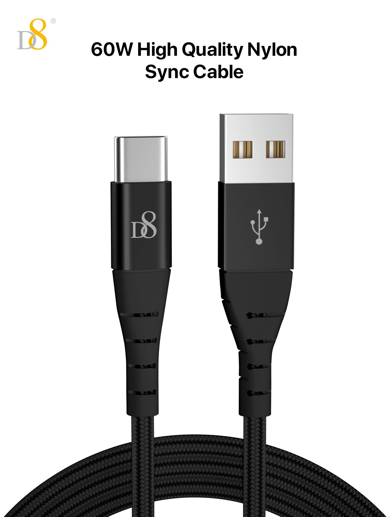 Nylon Braided Type-C to USB Cable | Dynamic8