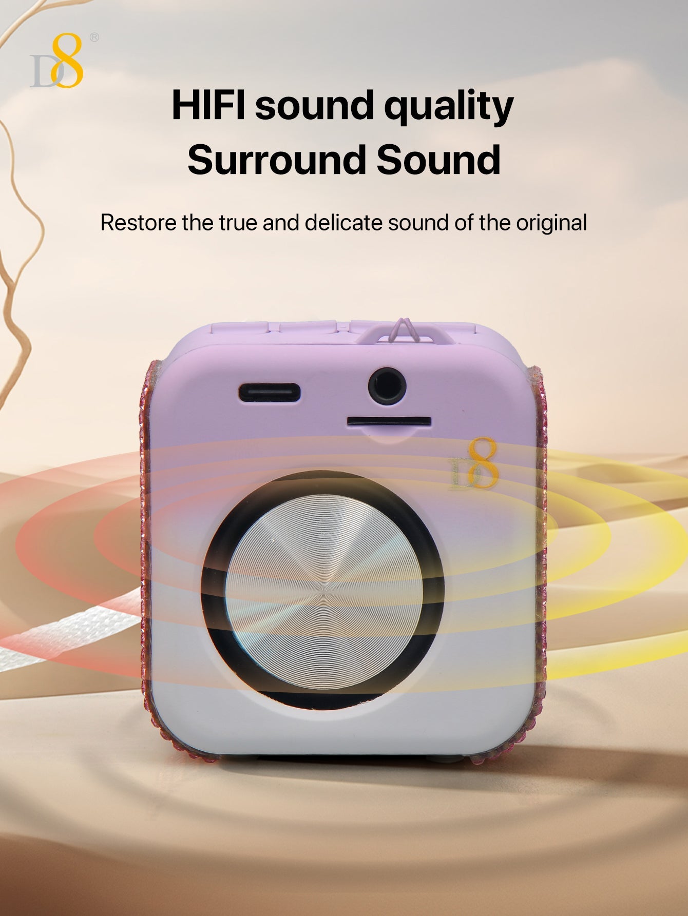 D8 Portable Bluetooth Speaker with , 10-Hour Playtime, Wireless Stereo Pairing, 5W Stereo Sound, Enhanced Bass, Built in Mic for Sports,Bluetooth 5, Electronics for Home, Outdoors, Travel or Home,Outdoors,Hiking, Camping,Birthday Gift