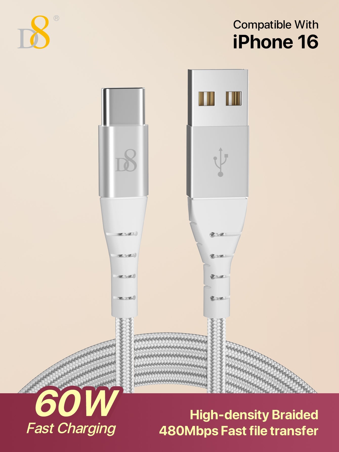 Nylon Braided Type-C to USB Cable | Dynamic8