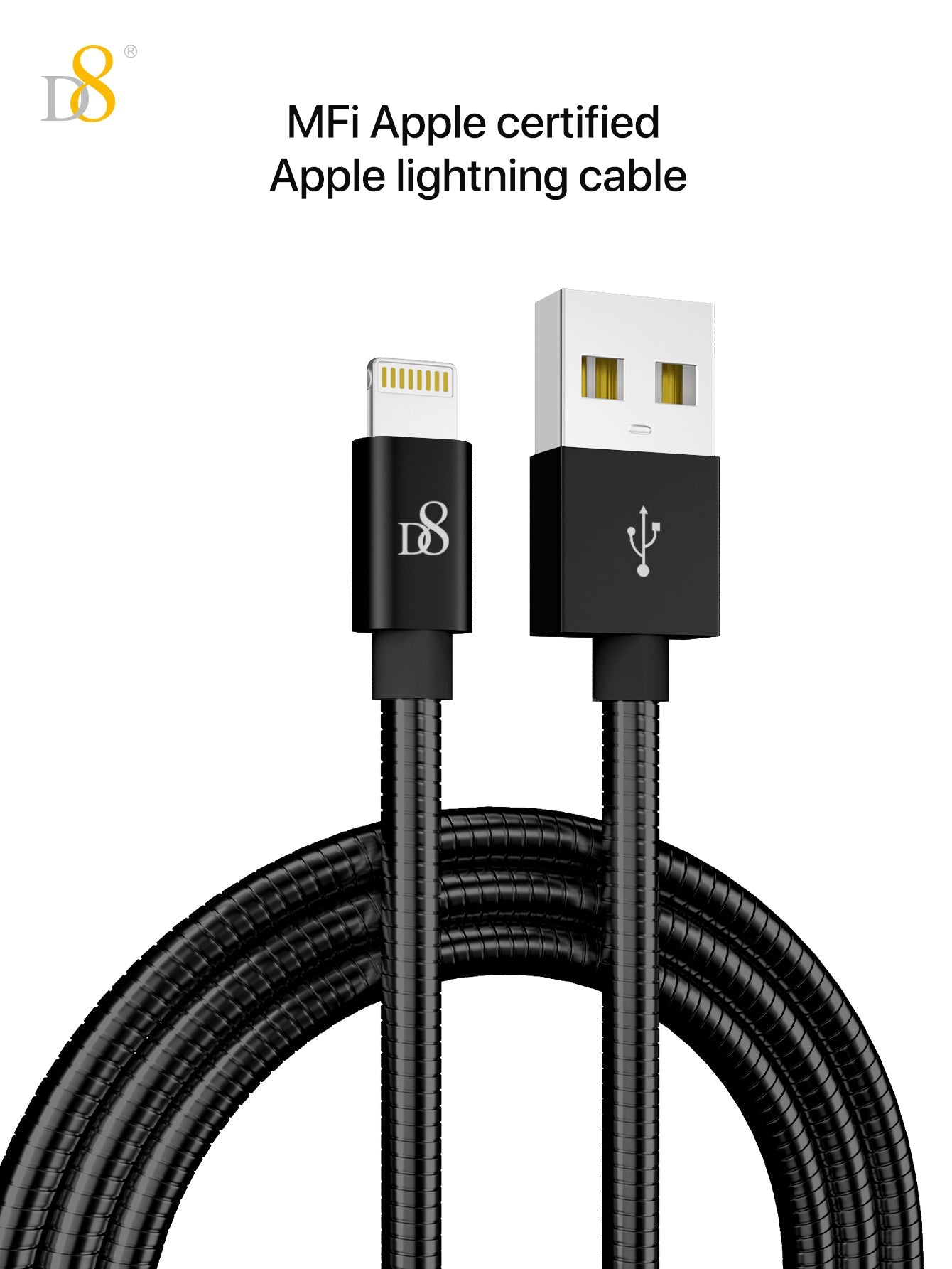Stainless Jacket MFi Lightning to USB Charging Cable | Dynamic8