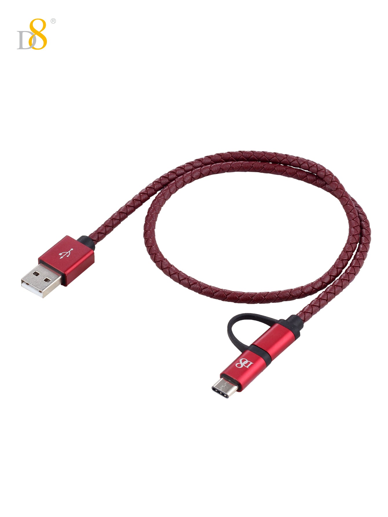D8 2in1 Micro & USB-C PU Leather Cable Top Charging Solution