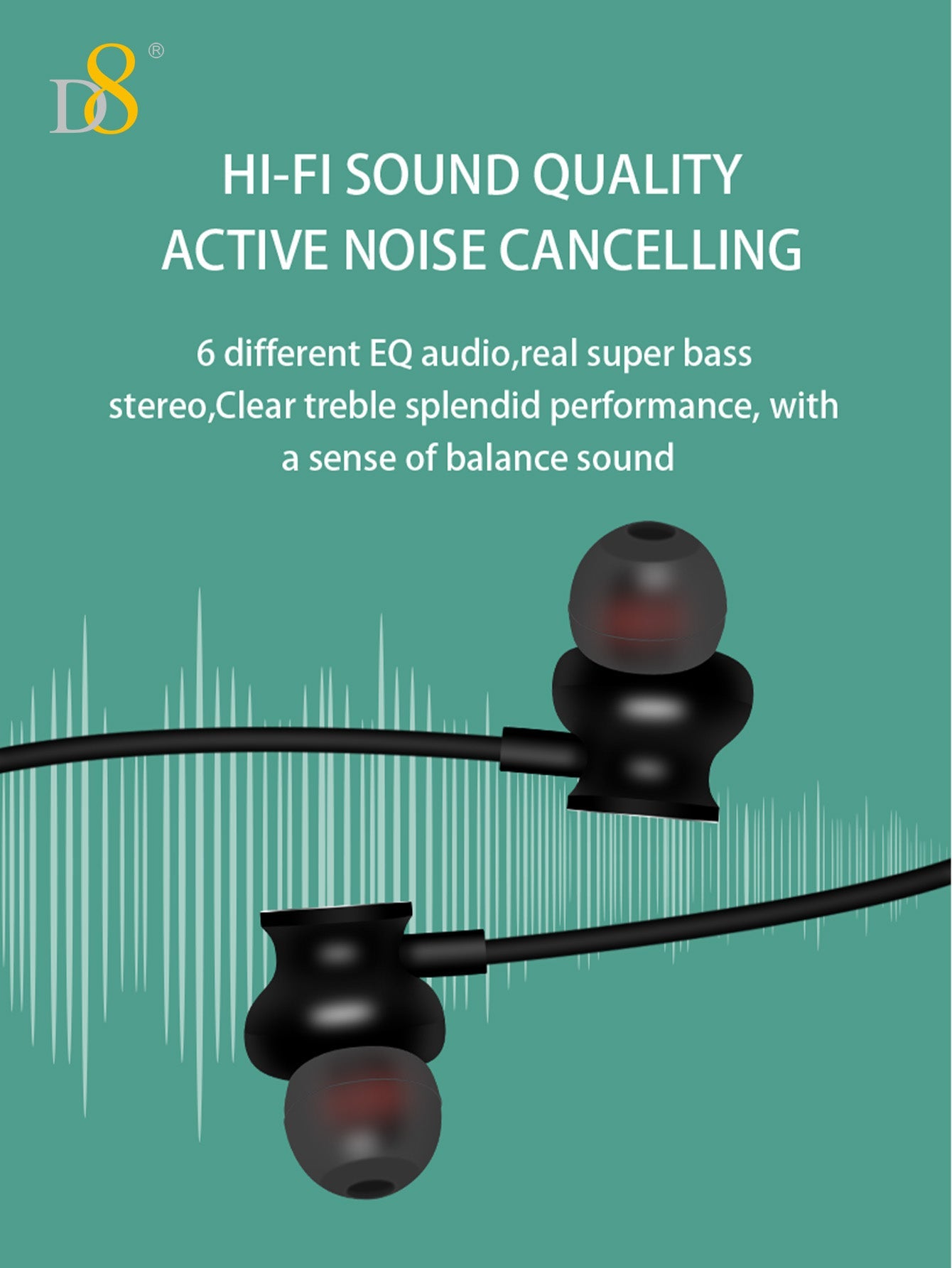 D8 Around The Neck Headphones ,100 Hours Extra Long Playback with Microphone Headset, Balanced Armature Drivers Stereo in Ear Wireless Headphones, Waterproof Workout Magnetic Neckband Earphone D8 Wireless Headphones Around Neck with Mic Long Battery Life
