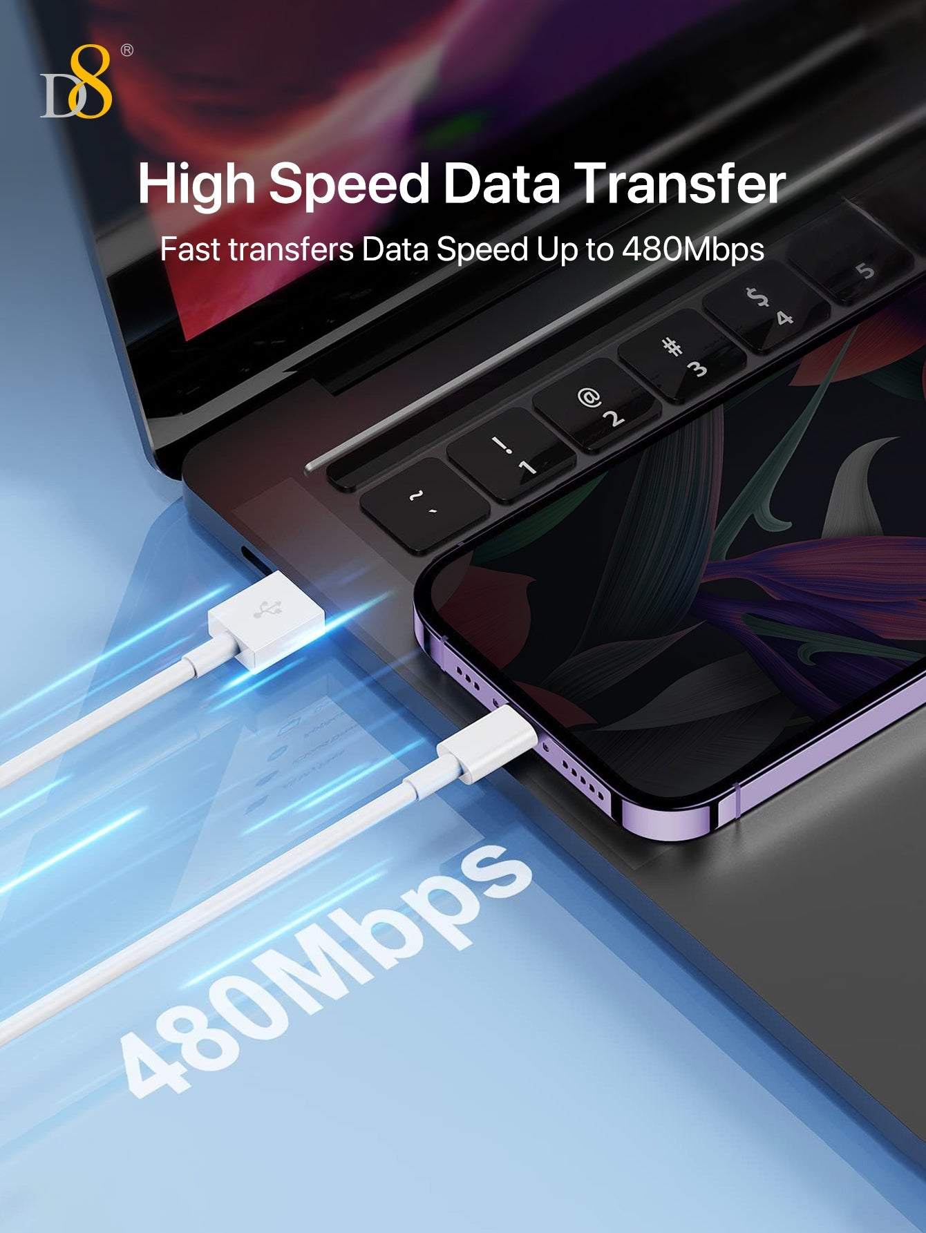D8 MFi Lightning Power & Sync Cable | Mobile Accessories - Dynamic8