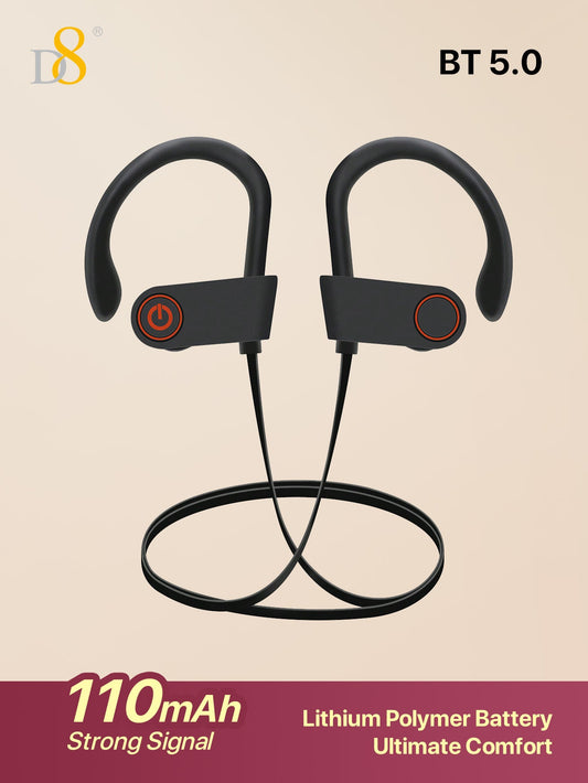 D8 Wireless Sports Earbuds, BT5.3, 10H Playtime, Deep Bass for Workouts