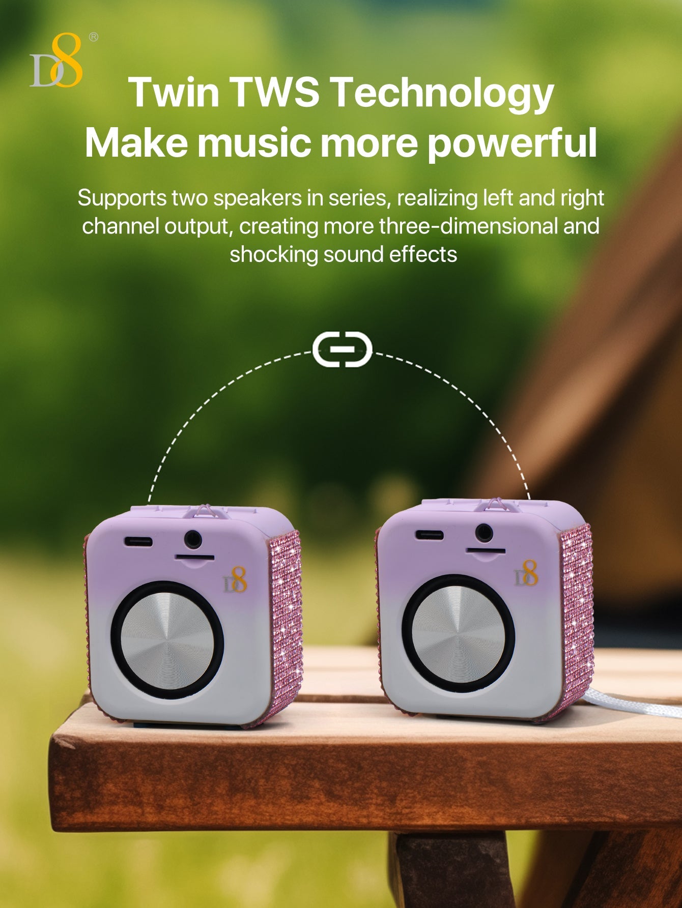 D8 Portable Bluetooth Speaker with , 10-Hour Playtime, Wireless Stereo Pairing, 5W Stereo Sound, Enhanced Bass, Built in Mic for Sports,Bluetooth 5, Electronics for Home, Outdoors, Travel or Home,Outdoors,Hiking, Camping,Birthday Gift