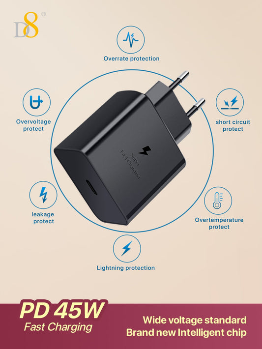 D8 45W USB-C Charger, Fast Charging for iPhone 15/MacBook/iPad/Samsung
