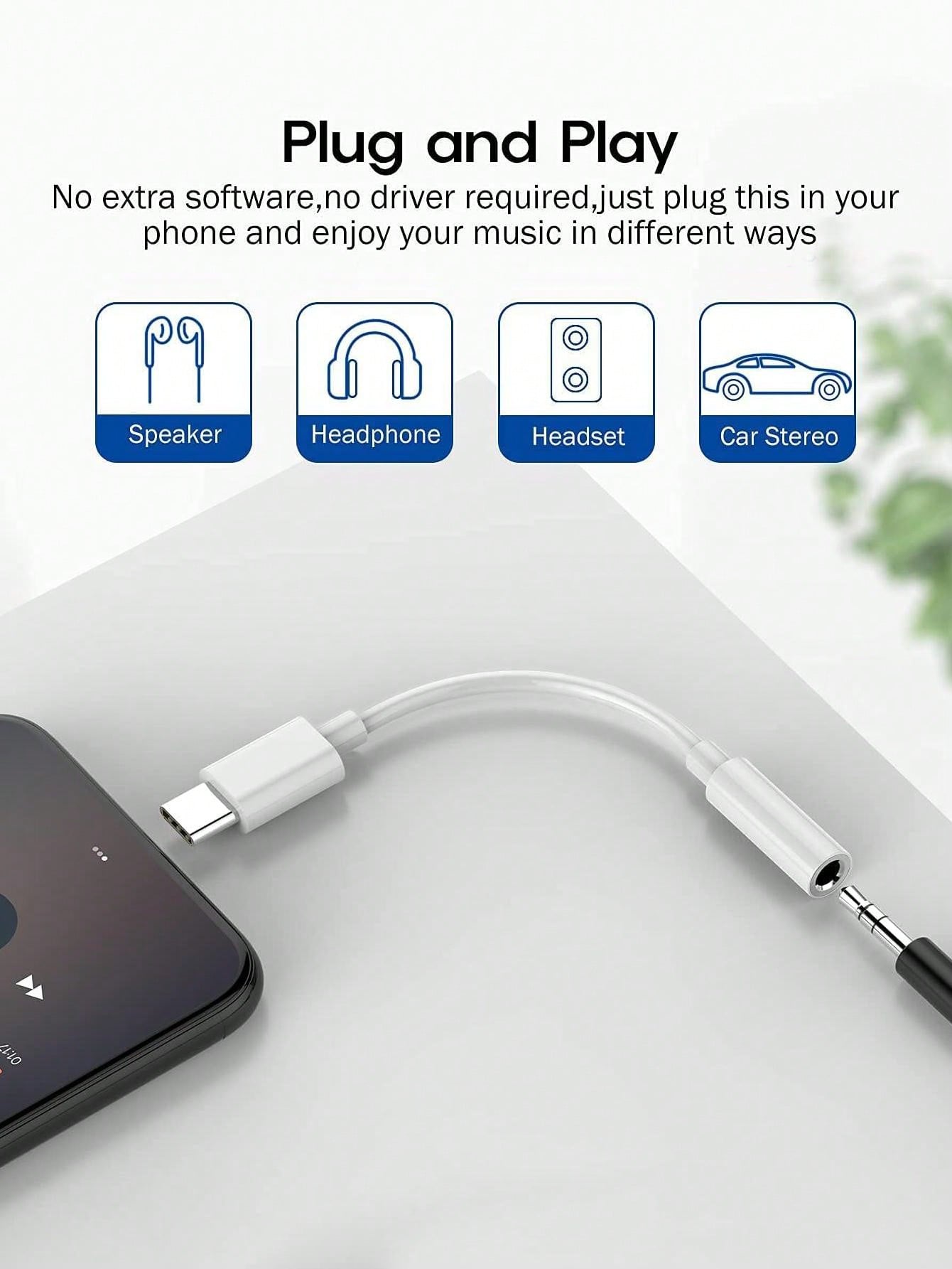 D8 USB-C to 3.5mm HiFi Adapter, DAC Mic, Aux Dongle for iPhone/Samsung