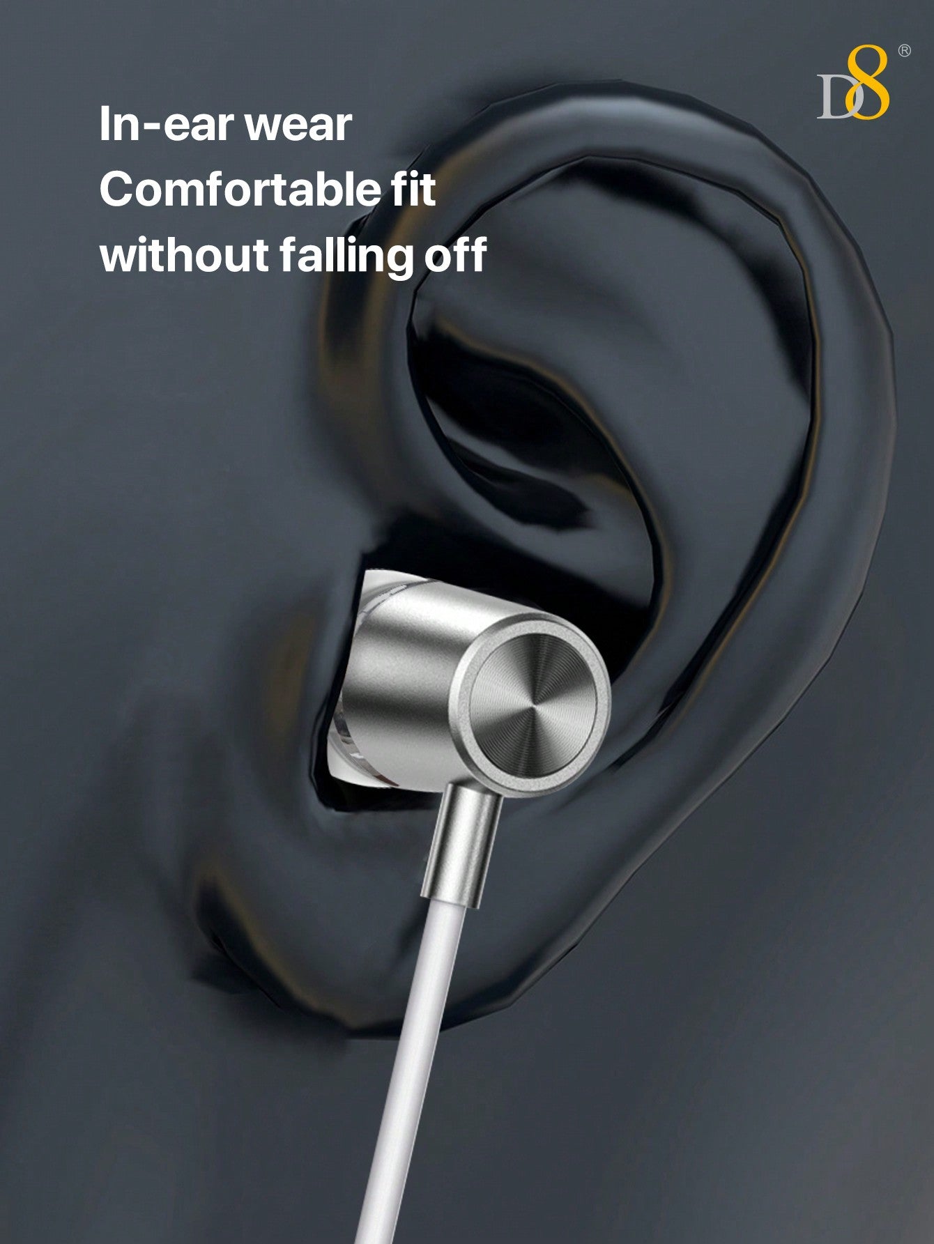 D8 USB-C In-Ear Headphones, Mic & Volume Control for iPhone/Galaxy/iPad