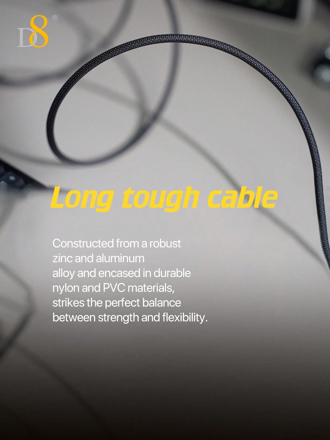 D8 240W All-In-1 Portable Charging Cable, USB C to USB C, LED Lighting & Precision Heating Element