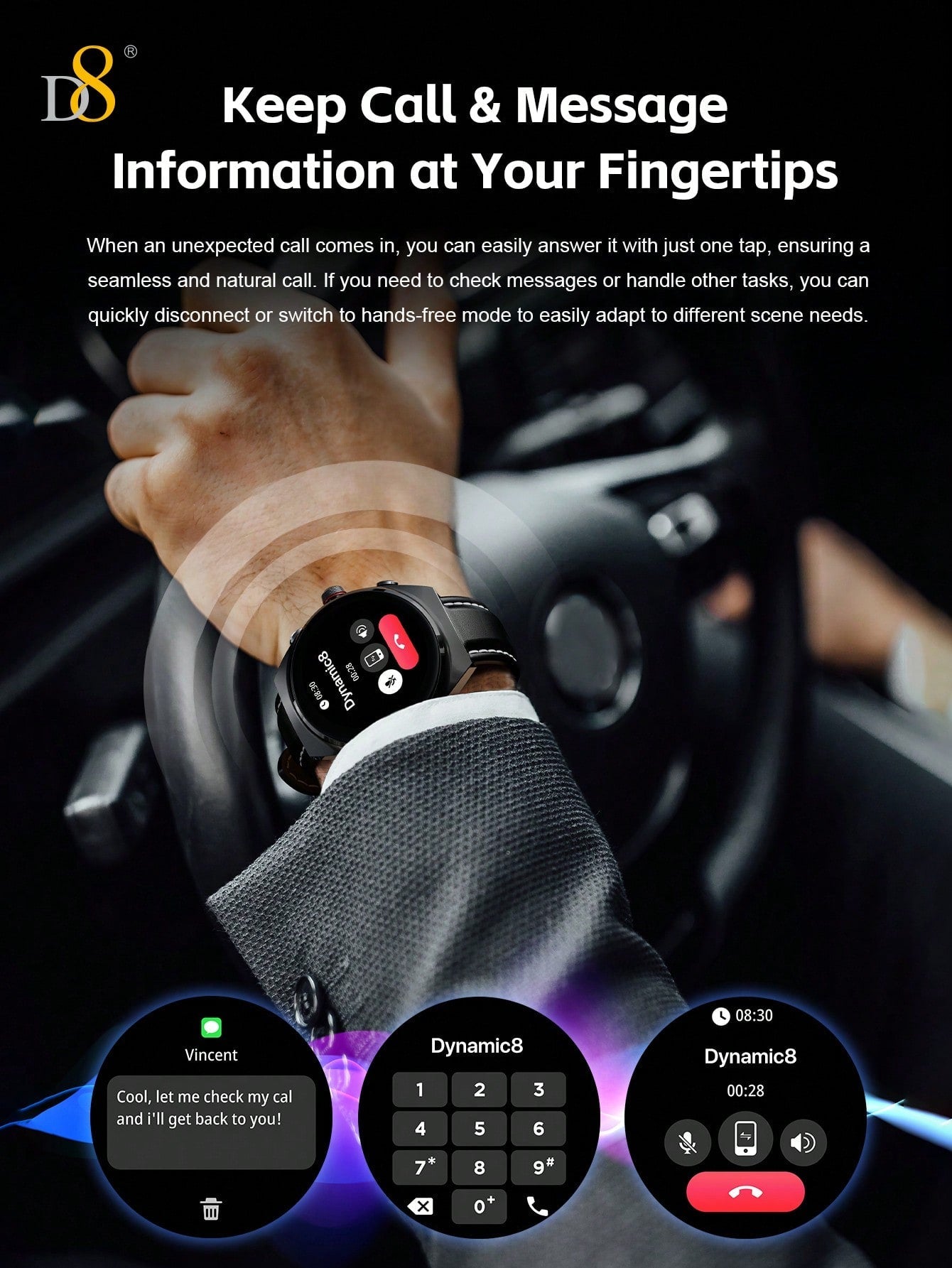 D8 Smartwatch with Earbuds, 1.53" HD Touch, Calls, Fitness & Sleep Tracker