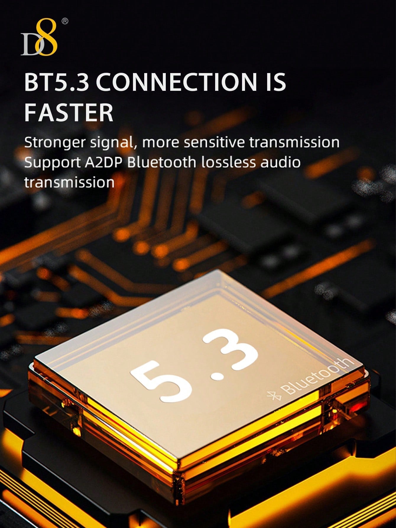D8 Wireless Earbuds, HiFi Stereo, 5H Playtime, LED Display, iPhone/Android
