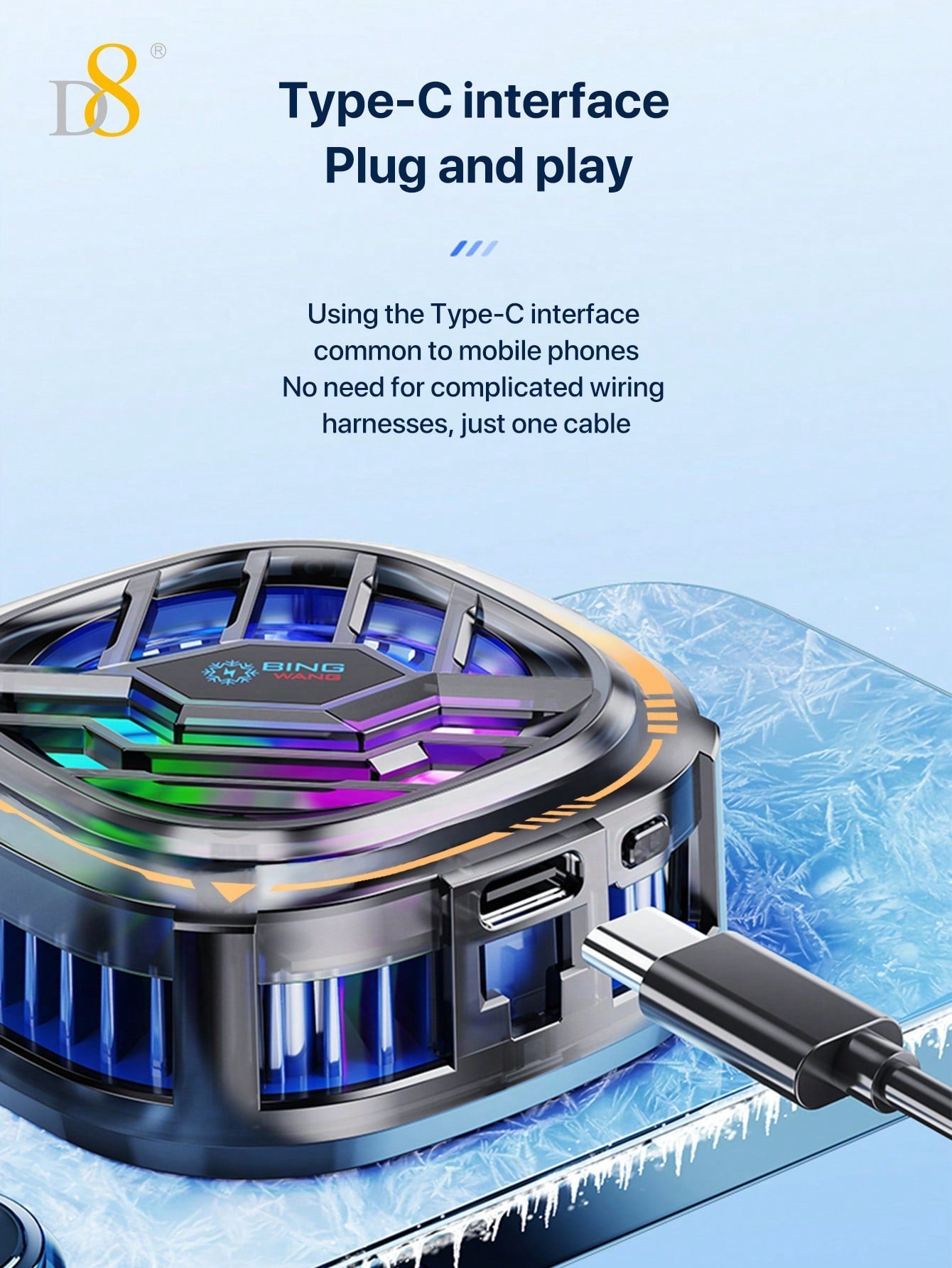 D8 Phone Cooler, Dual Semiconductor, 6-8cm Phones, Live Streaming & Gaming
