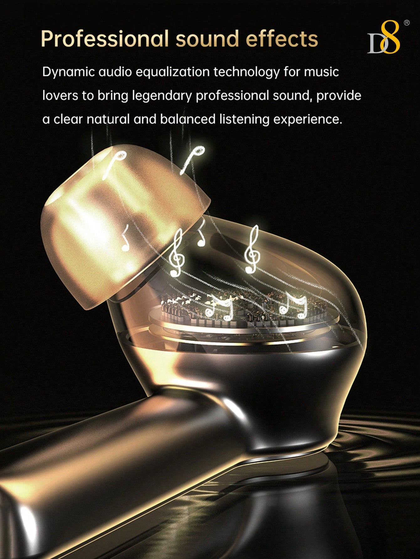 D8 Wireless Earbuds, LCD Touch, ANC & Transparency, BT 5.3, 40H Playtime