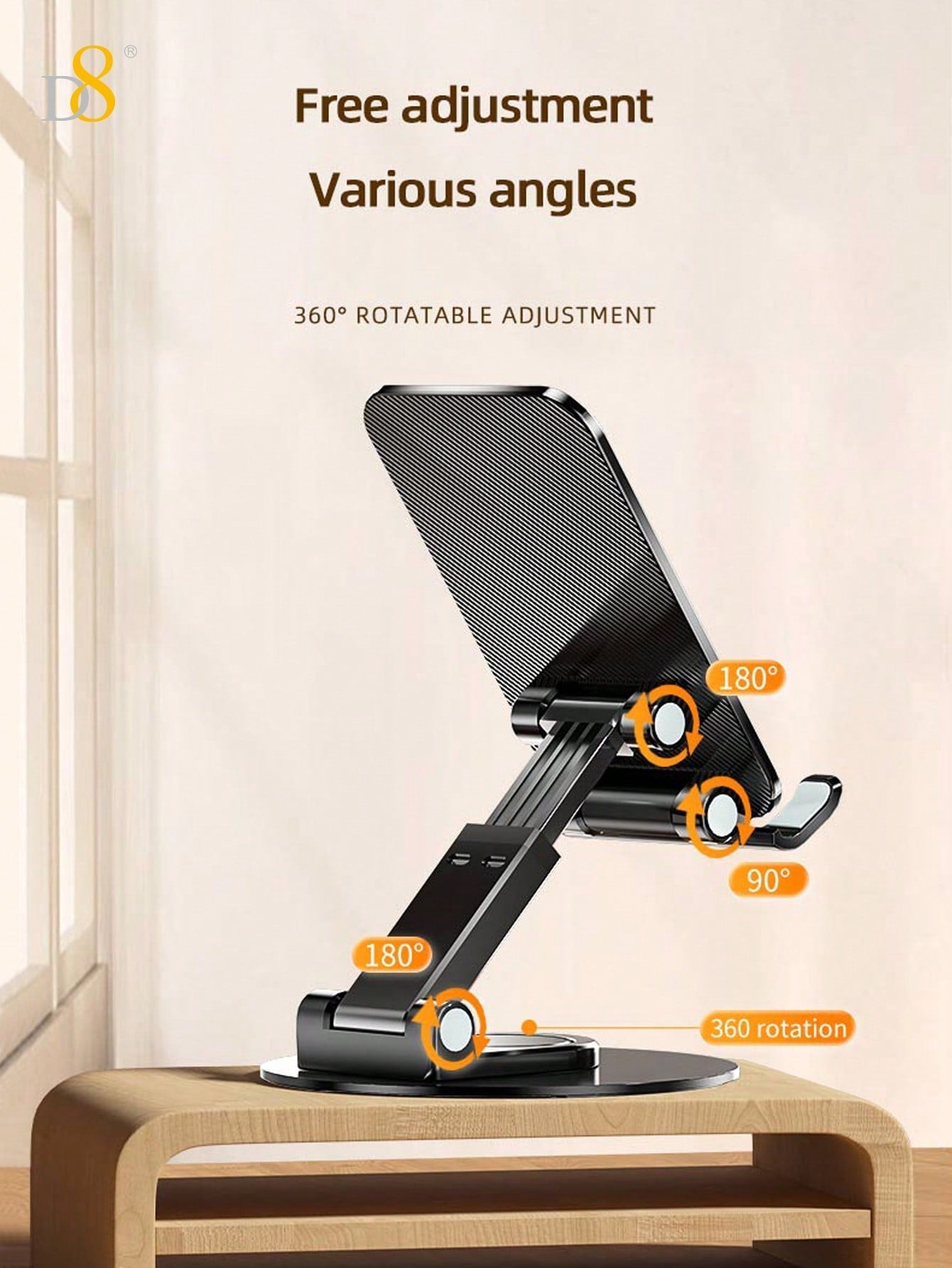 D8 360° Dual Folding Phone & Tablet Stand - Adjustable, Foldable, Desktop Use