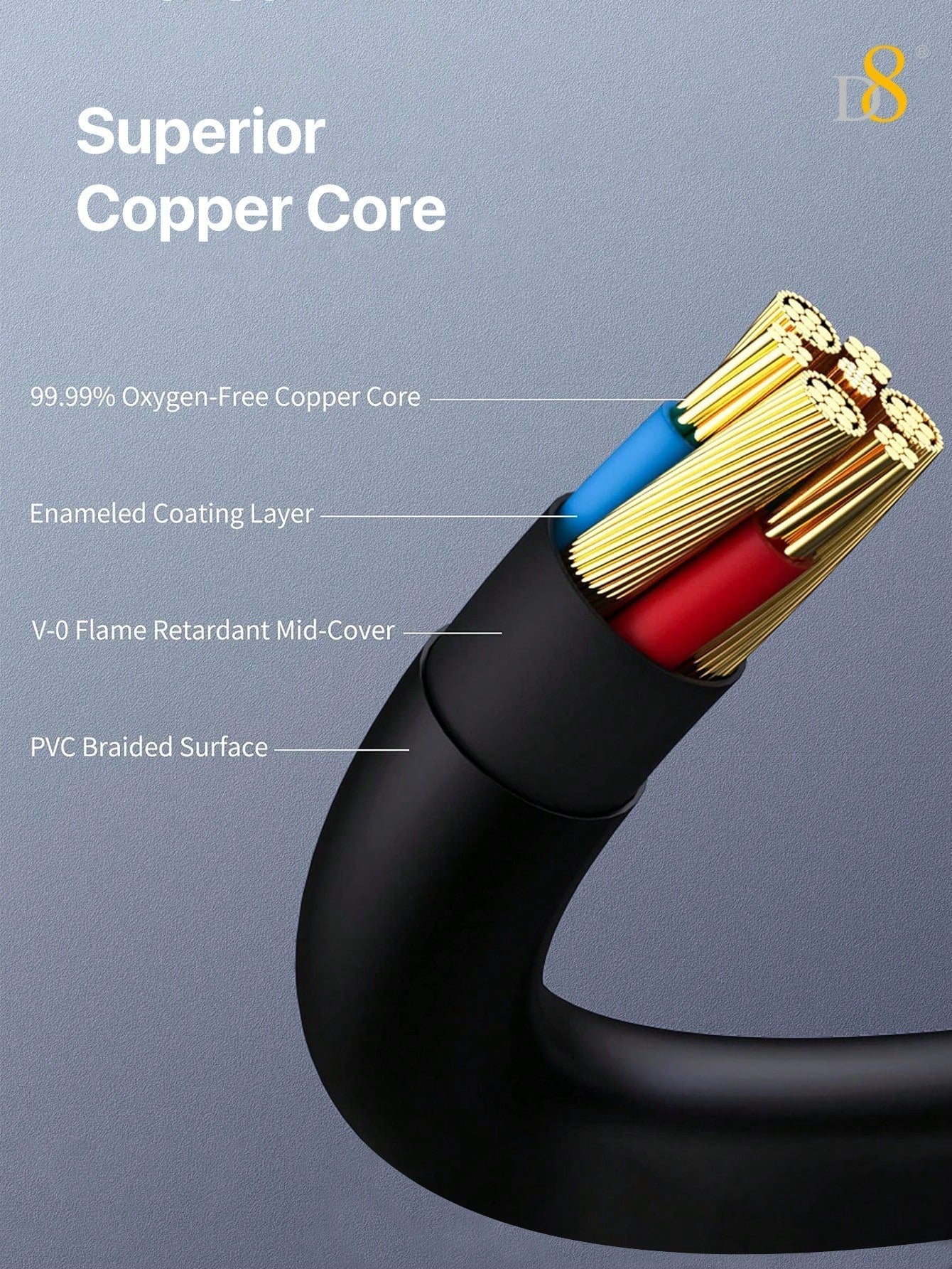 D8 USB-C to 3.5mm Aux Cable, 3.3FT, for iPhone/Galaxy/Pixel/iPad, Car Stereo