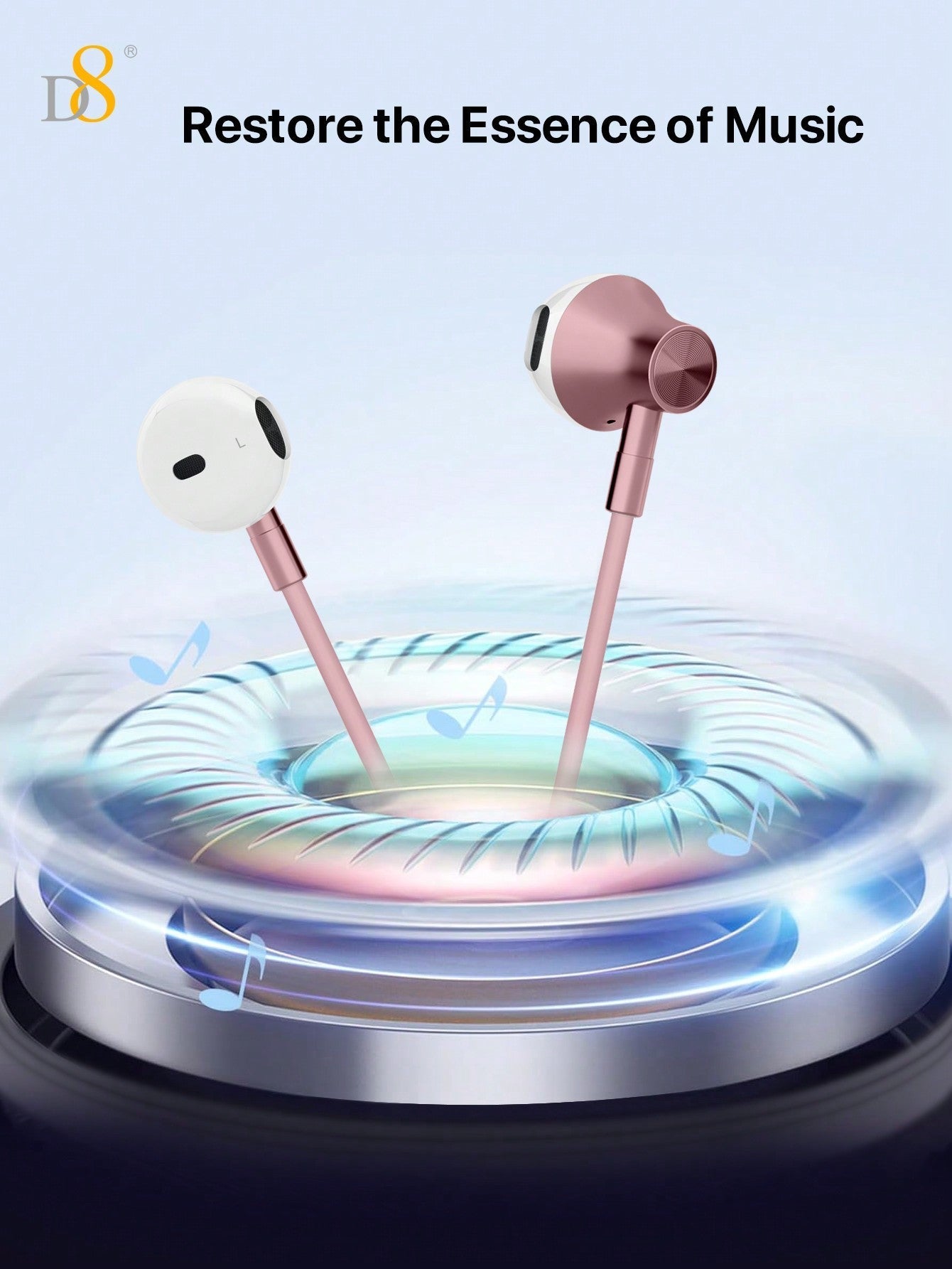 D8 USB-C In-Ear Earbuds, Mic & Volume Control for iPhone/Galaxy/iPad