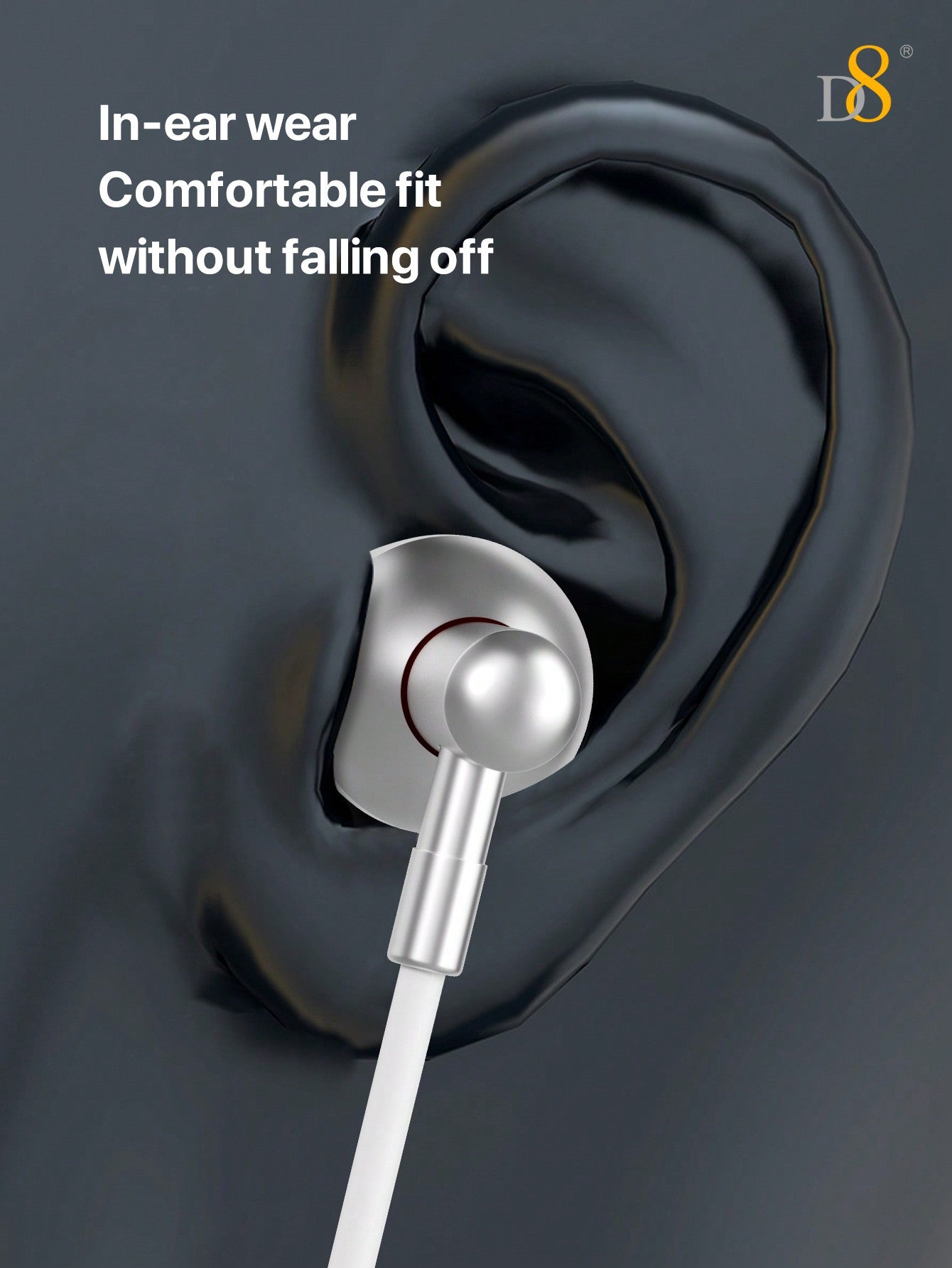 D8 Lightning Headphones, Wired In-Ear, Mic, for iPhone/iPad Lightning Devices
