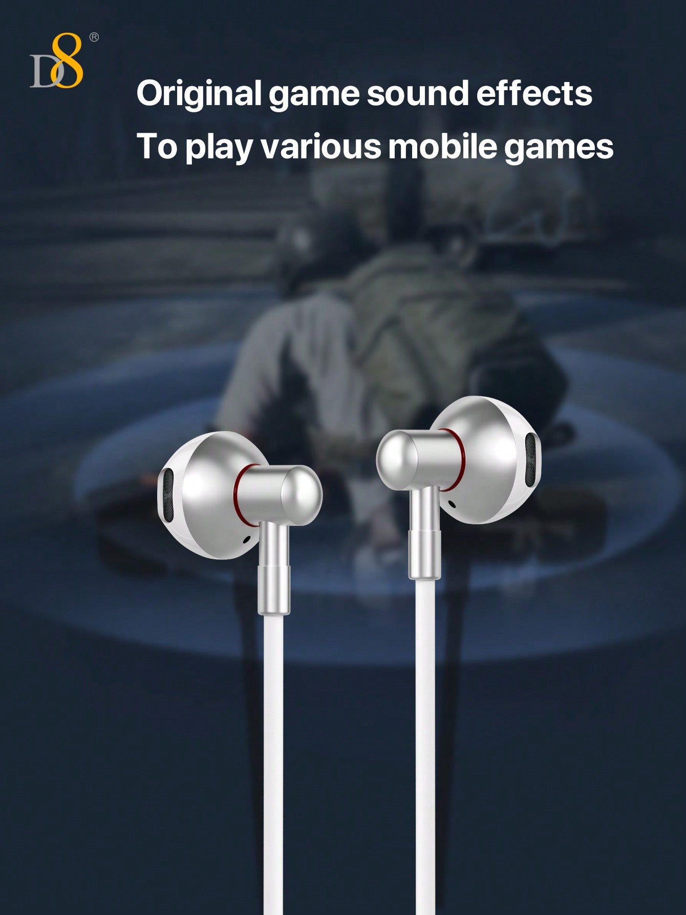 D8 Lightning Headphones, Wired In-Ear, Mic, for iPhone/iPad Lightning Devices