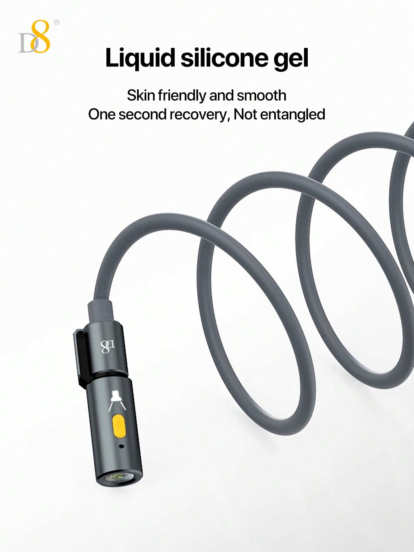 D8 240W 3-in-1 Charging Cable with LED Lamp, Fast USB-C for MacBook