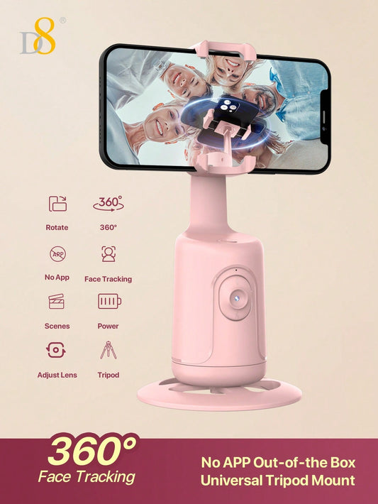 D8 AI Auto Face Tracking Phone Gimbal, 360° Intelligent Face Recognition Tracking,No APP, Intelligent Gesture Recognition,360° Horizontal And Vertical Shooting Of Mobile Phone Stand, 180° Front And Rear Shooting