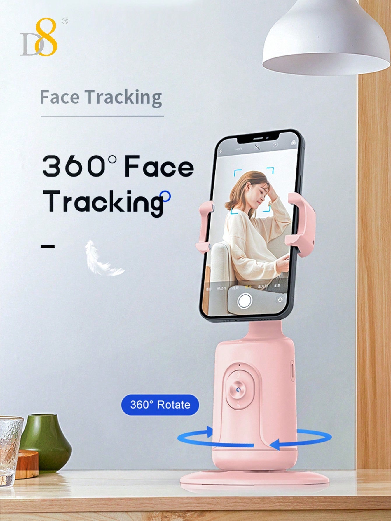 D8 AI Auto Face Tracking Phone Gimbal, 360° Intelligent Face Recognition Tracking,No APP, Intelligent Gesture Recognition,360° Horizontal And Vertical Shooting Of Mobile Phone Stand, 180° Front And Rear Shooting